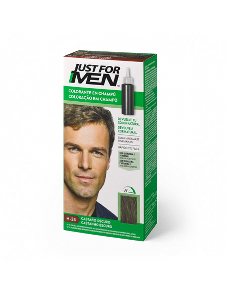 Just For Men Castaño Oscuro Natural, Colorante Champu, Actua Sobre Las Canas Para Apariencia Natural