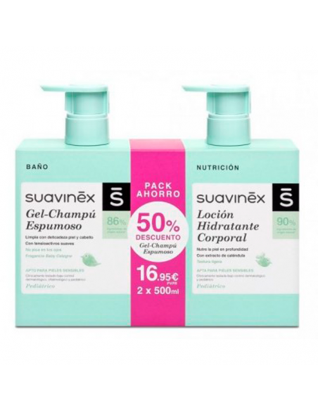SUAVINEX PEDIATRIC DUPLO GEL ESPUMOSO + LOCION PACK 500 ML + 500 ML