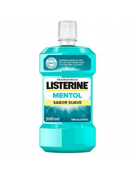 Listerine Mentol Antiseptico Bucal 500Ml, Elimina Los Germenes De La Polaca Bacteriana Y Mal Aliento