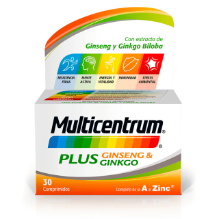 Multicentrum Plus Ginseng y Ginko 30 Comprimidos.
