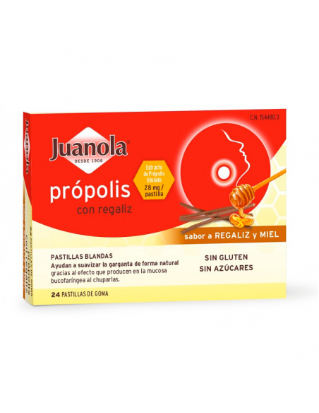 Juanola Pastillas Blandas Propolis + Regaliz Sabor A Regaliz Y Miel 24 Pastillas De Goma