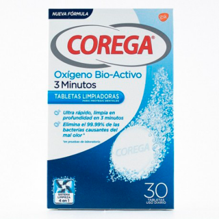 Corega Limpiadores Oxígeno Bio Activo 30 Tabletas.
