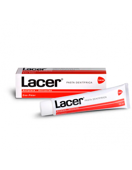 LACER PASTA DENTÍFRICA 125ML,ANTIPLACA, ANTICARIES CON FLUOR, CUIDA LAS ENCIAS Y FORTALECE ESMALTE