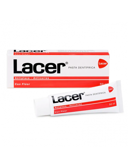 LACER PASTA DENTÍFRICA 50ML,ANTIPLACA, ANTICARIES CON FLUOR, CUIDA LAS ENCIAS Y FORTALECE EL ESMALTE