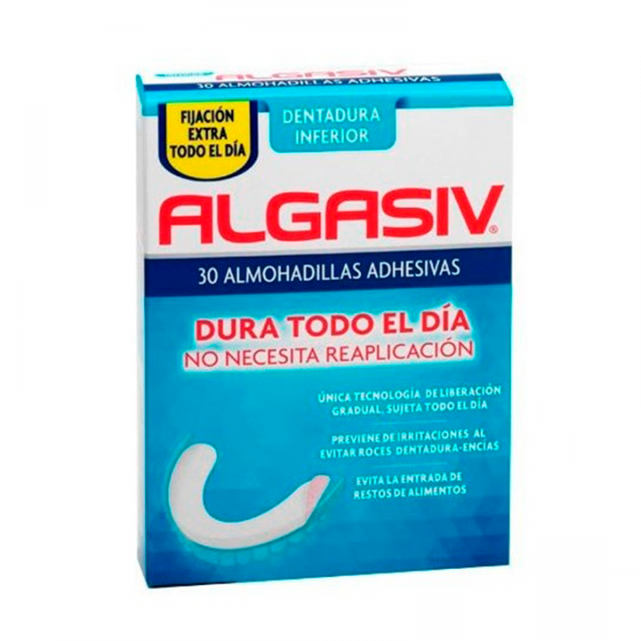 Algasiv Dentadura Inferior 30 Almohadillas adhesivas.