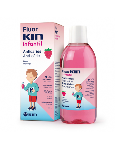 Kin Fluorkin Infantil Colutorio Enjuague Bucal Sabor Fresa 500Ml
