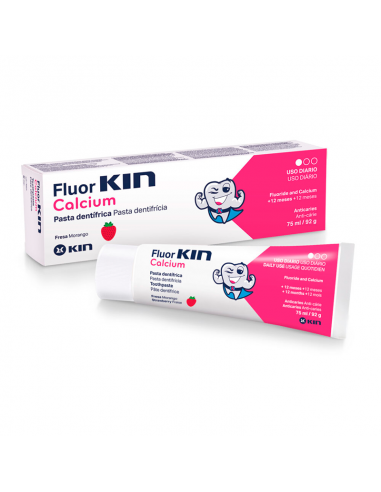 Fluor Kin Calcium Pasta Dentrífica Sabor Fresa 75ml