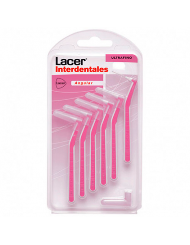 Cepillo Interdental Lacer Rosa Ultrafino 0,45mm De Diametro Prensado, Angular 6 Unidades