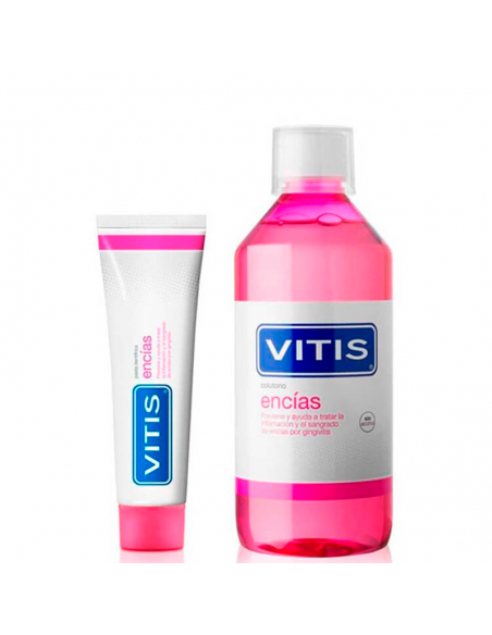 Vitis Pack Encias Pasta Dentrífica 100Ml+ Colutorio 500Ml,Ayuda Tratar La Inflamación Y El Sangrado