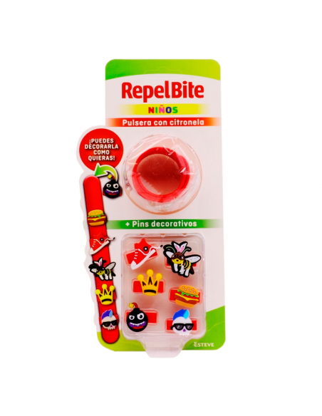 Repel Bite Niños Pulsera Citronela Pins