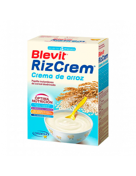 BLEVIT RIZ CREM CON BIFIDUS 300G, CREMA DE ARROZ, DESDE LOS 4 MESES, HIERRO, CALCIO Y 12 VITAMINAS