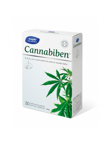 MAYLA PHARMA CANNABIBEN 30 CAPSULAS B1 B2 B12 CON EXTRACTO DE ACEITE DE CANNABIS SATIVA