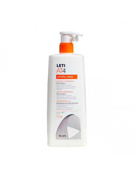 Leti At 4 Leche Corporal 500Ml,Emoliente Protectora, Rapida Absorcion, Piel Atopica Bebe,Niño,Adulto