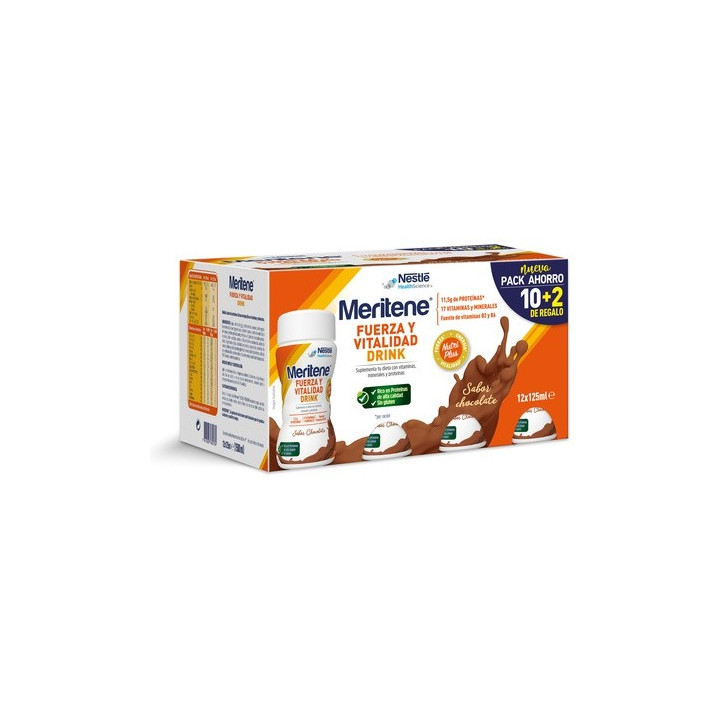 Meritene Bebida Chocolate 10+2 Unidades 12x125ml.