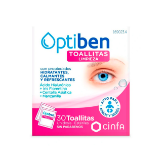 Optiben 30 Toallitas Limpiadoras Párpados y Pestañas.