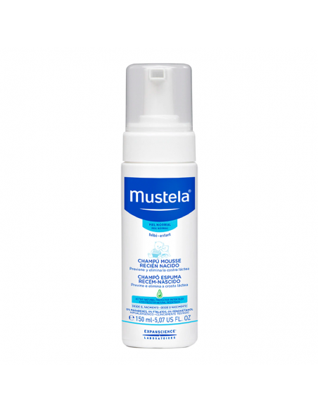 MUSTELA BEBE CHAMPU RECIEN NACIDO 150 ML, PREVIENE Y ELIMINA LA COSTRA LACTEA,LIMPIA DELICADAMENTE