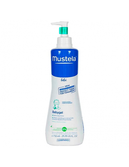 MUSTELA BEBE BABYGEL 750 ML, BAÑO ESPUMOSO, LIMPIA Y CONTRIBUYE AL DESARROYO SENSORIAL DESDE NACER