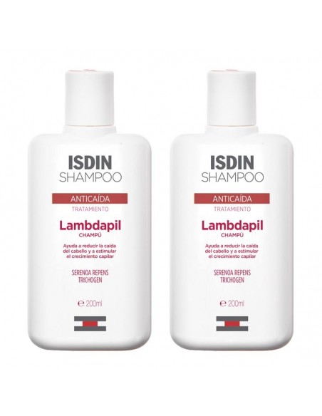 ISDIN LAMBDAPIL ANTICAIDA CHAMPU ISDIN 400ML, DUPLO 2X200ML, AYUDA A PREVENIR Y FRENAR LA CAIDA