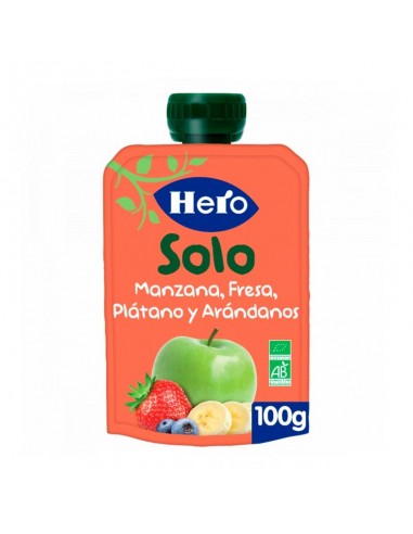 HERO BABY SOLO MANZANA PLATANO FRESA Y ARANDANOS 1 ENVASE 100 G