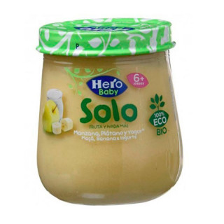 Tarrito Hero Baby Solo Manzana, Plátano y Yogur 120 gr.