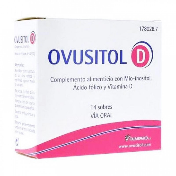 Ovusitol D 14 Sobres con Ácido Fólico, Mio-Inositol y Vitamina D.