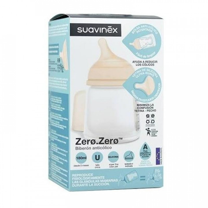 Suavinex Biberón Anticólico Tetina Lactancia Silicona Mix 180ml.﻿