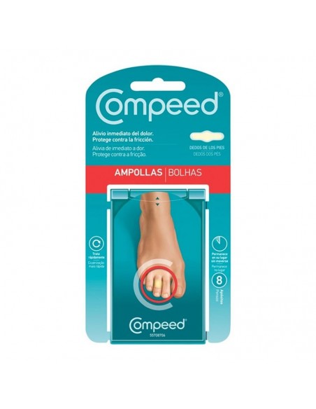 COMPEED AMPOLLAS HIDROCOLOIDE DEDOS PIES 8 UNIDADES,ALIVIO INMEDIATO DEL DOLOR,PROTEGE LA FRICCION