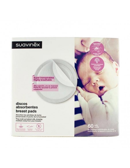 SUAVINEX DISCOS ABSORBENTES PROTEGESENOS NATURE 60 UNIDADES,MANTIENE EL EQUILIBRIO NATURAL DE PIEL