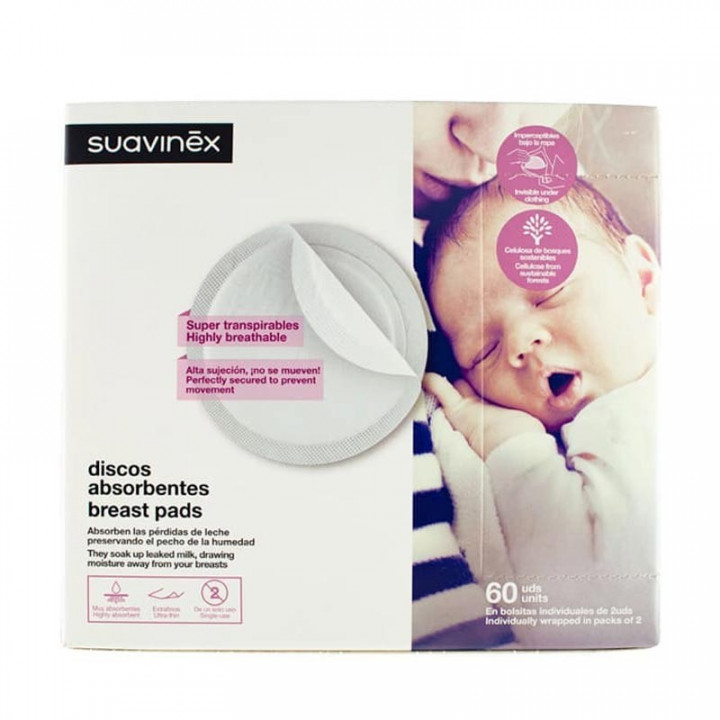 SUAVINEX DISCOS ABSORBENTES PROTEGESENOS NATURE 60 UNIDADES,MANTIENE EL EQUILIBRIO NATURAL DE PIEL