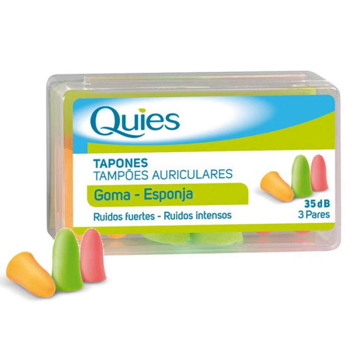 TAPONES OIDOS GOMA ESPUMA COLORES 3 PARES PARA RUIDOS FUERTES E INTENSOS 35 DB