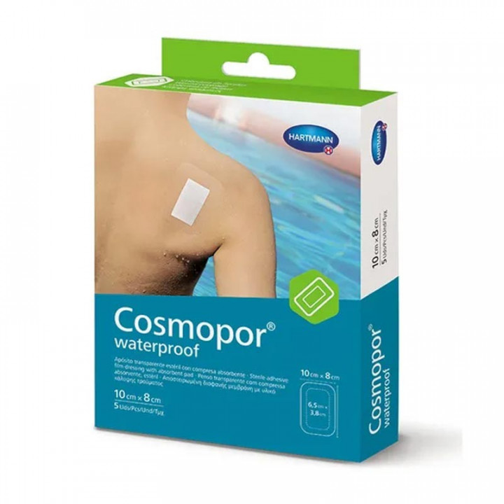HARTMANN COSMOPOR WATERPROOF APOSITO TRANSPARENTE ESTERIL CON COMPRESA ADSORBENTE 10 CM X 8 CM 5 UDS