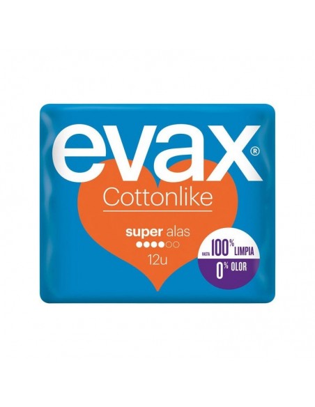Evax Compresas Tocologicas Evax Cottonlike Super Con Alas 12 Unidades