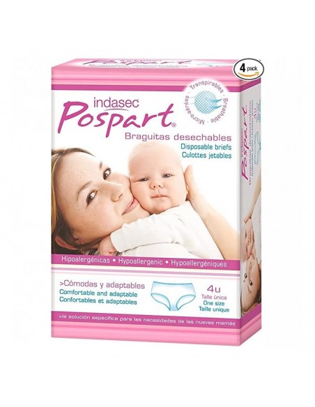 Indasec Postpart Braga Desechable Indasec Pospart Talla Unica 4 Unidades