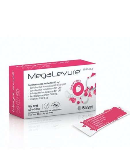 MEGALEVURE 10 STICKS SABOR FRESA