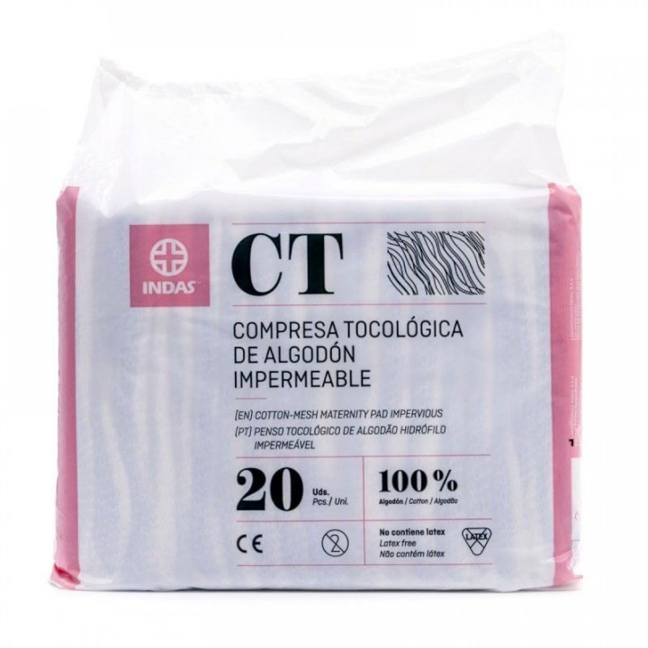 Indas Maternity 20 Compresas Tocológicas de Agoldón Hidrofilo Impermeable.