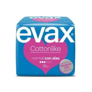 Evax Compresas Tocológicas Cottonlike Normal Alas 16 uds.﻿