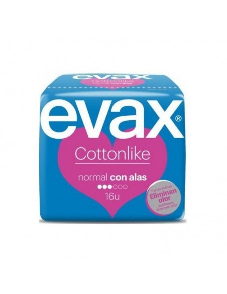 EVAX COMPRESAS TOCOLOGICAS EVAX COTTONLIKE NORMAL CON ALAS 16 COMPRESAS