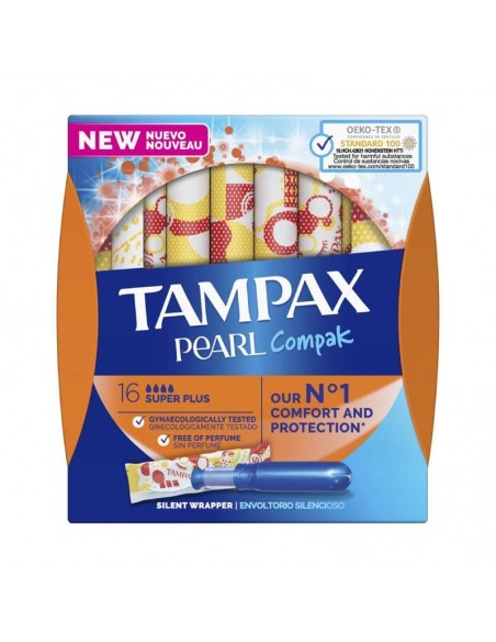 TAMPAX COMPAK TAMPONES 100%ALGODON SUPER PLUS 16 UNIDADES