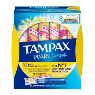 Tampones 100% Algodón Tampax Compak Pearl Regular 16uds.