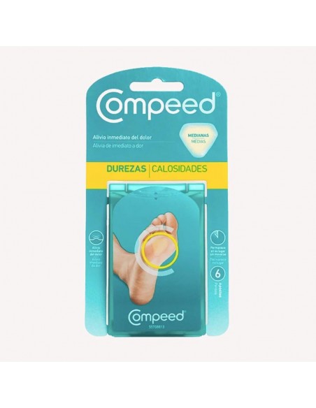 Compeed Durezas Callosidades Mediano 6 Apositos,Alivio Inmediato Del Dolor, Permanece Sin Moverse