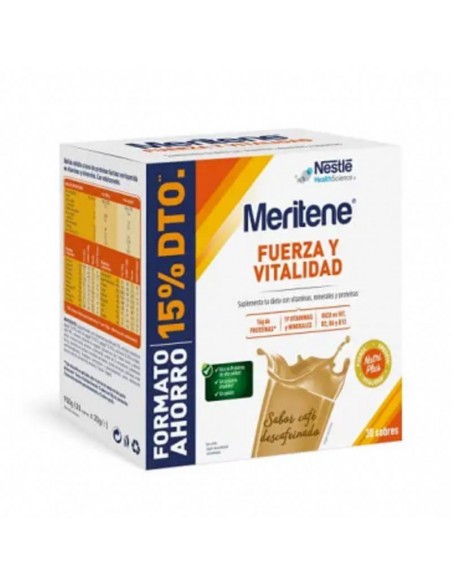 Meritene Fuerza y Vitalidad Sabor Café Descafeinado 30 Sobres