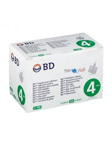 AGUJA BD PLUMAS 0,23(32G)X4MM S/LAT 100U