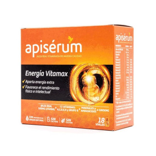 APISERUM ENERGIA VITAMAX 18 VIALES APORTA ENERGIA EXTRA Y FAVORECE RENDIMIENTO FISICO E INTELECTUAL