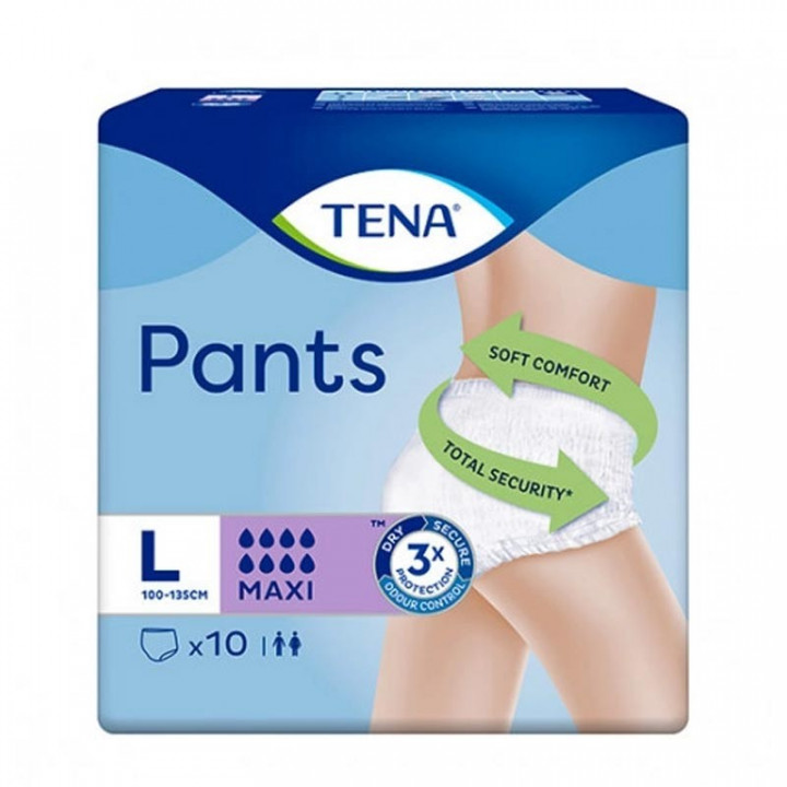 TENA PANTS MAXI TALLA GRANDE G ABSORCION MAXIMA DEL MERCADO 2500 ML10 UNIDADES