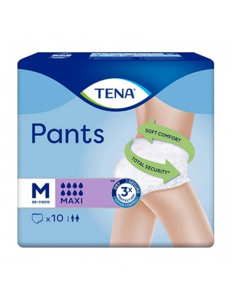 TENA PANTS MAXI TALLA MEDIANA M ABSORCION MAXIMA DEL MERCADO 2500 ML10 UNIDADES