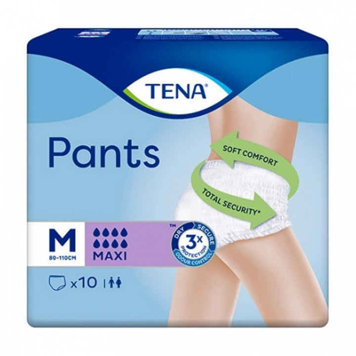 TENA PANTS MAXI TALLA MEDIANA M ABSORCION MAXIMA DEL MERCADO 2500 ML10 UNIDADES
