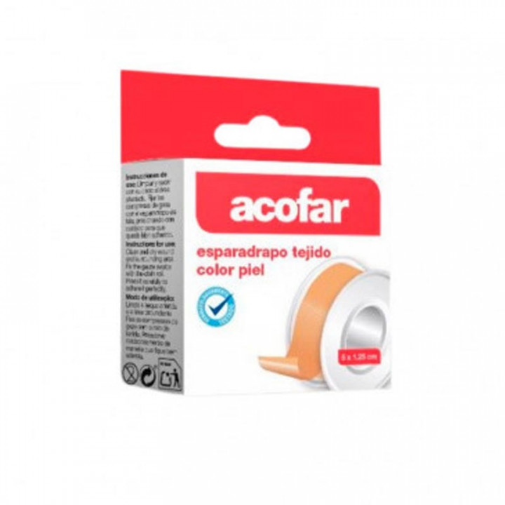 ESPARADRAPO ACOFAR TEJIDO 1 UNIDAD 5 M X 1,25 CM COLOR PIEL