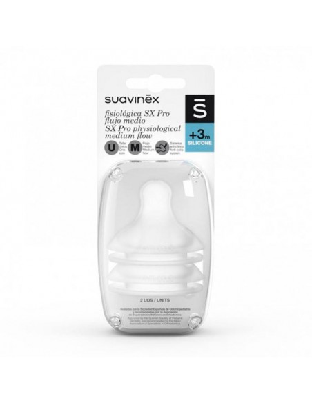 SUAVINEX TETINA SILICONA FISIOLOGICA FLUJO M 2 UNIDADES