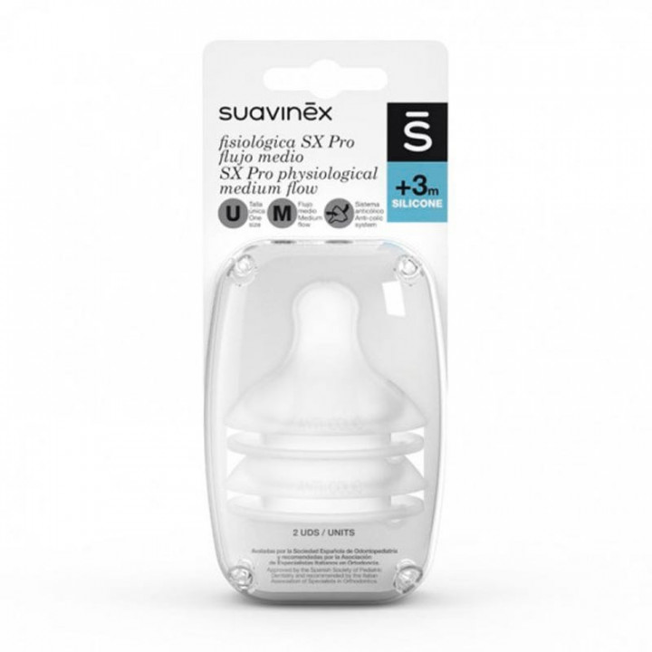 SUAVINEX TETINA SILICONA FISIOLOGICA FLUJO M 2 UNIDADES
