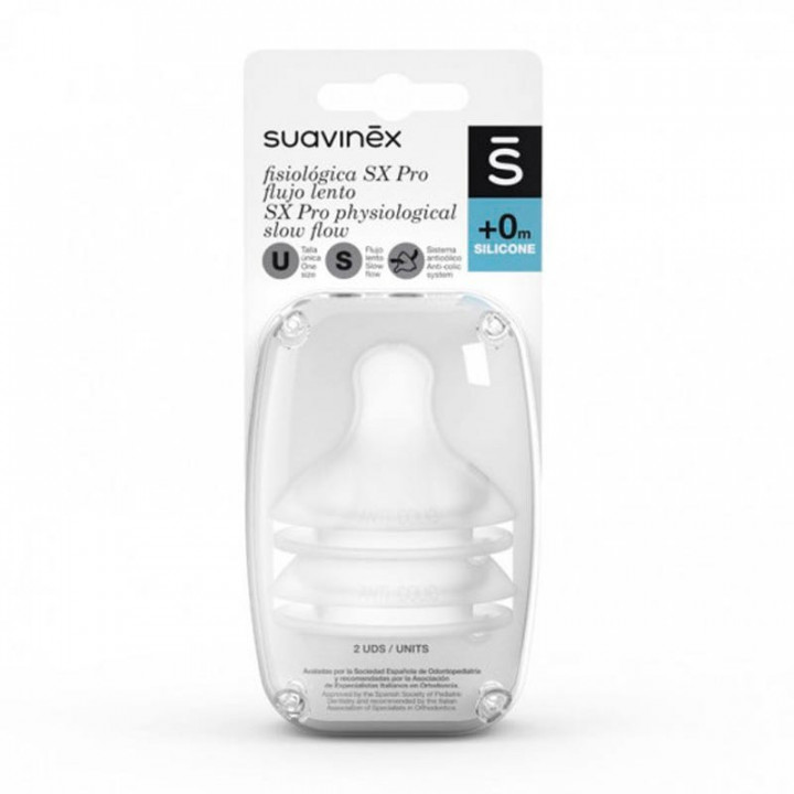 SUAVINEX TETINA SILICONA FISIOLOGICA FLUJO S 2 UNIDADES